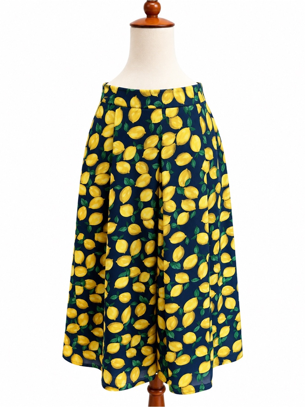 The Limited Lemon Pattern A-Line Skirt Midi Full Skirt Pleats 2